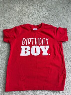 Kids' Red "Birthday Boy" Short Sleeve Tee
